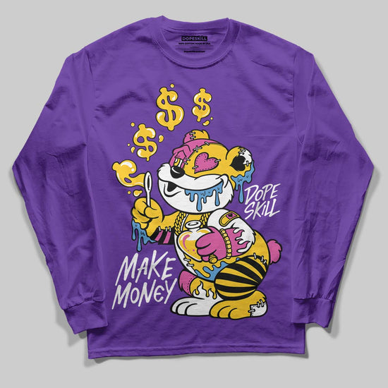 PURPLE Sneakers DopeSkill Long Sleeve T-Shirt Make Money Graphic Streetwear - Purple 