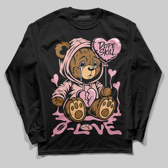 AMIRI White & Pink Stars Court Sneakers DopeSkill Long Sleeve T-Shirt Broken Bear Graphic Streetwear - Black