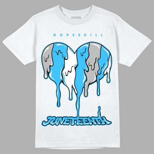 Jordan 2 Low "University Blue" DopeSkill T-Shirt Juneteenth Heart Graphic Streetwear - White