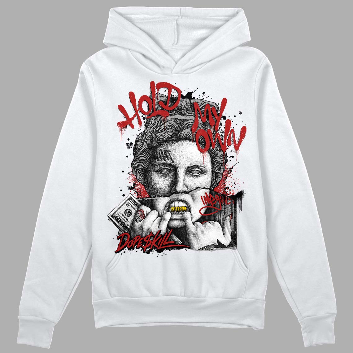 Jordan 14 "Black/White" DopeSkill Hoodie Sweatshirt Hold My Own Graphic Streetwear - WHite