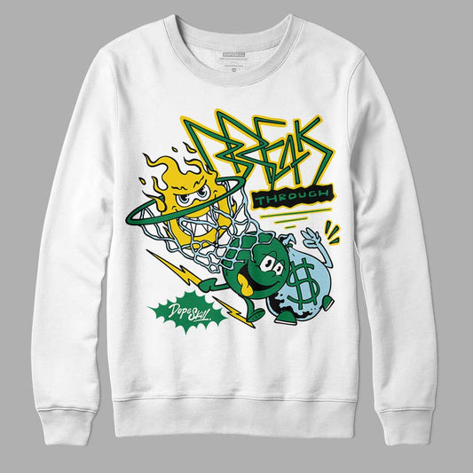 Jordan 5 “Lucky Green” DopeSkill Sweatshirt Break Through Graphic Streetwear - White