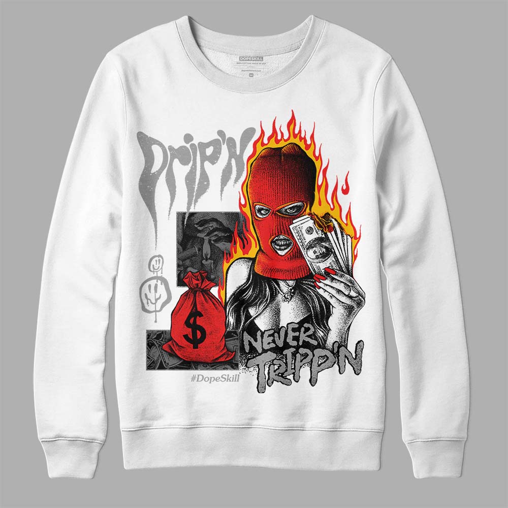 Grey Sneakers DopeSkill Sweatshirt Drip'n Never Tripp'n Graphic Streetwear - White