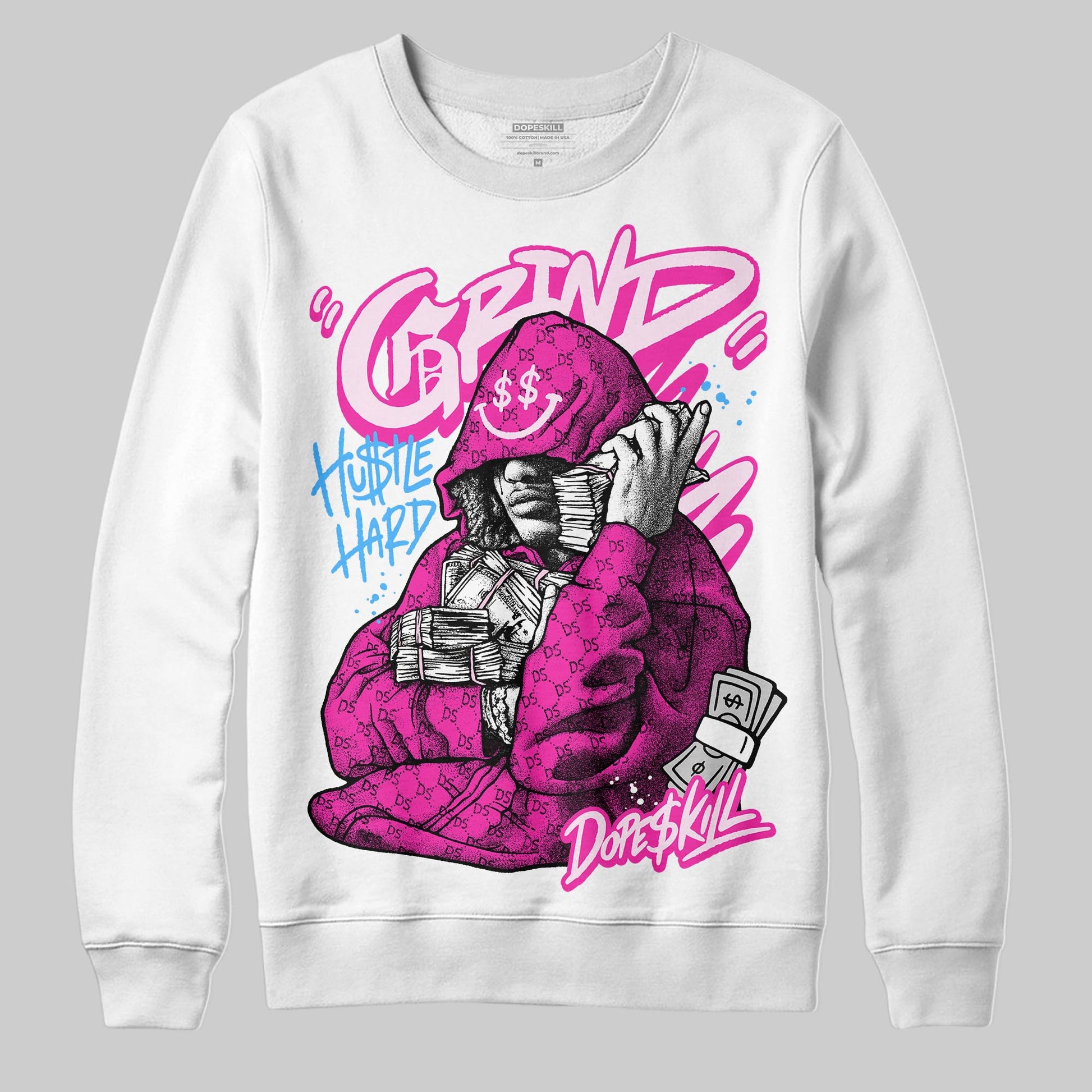 Pink Sneakers DopeSkill Sweatshirt Grind Pray Graphic Streetwear - White