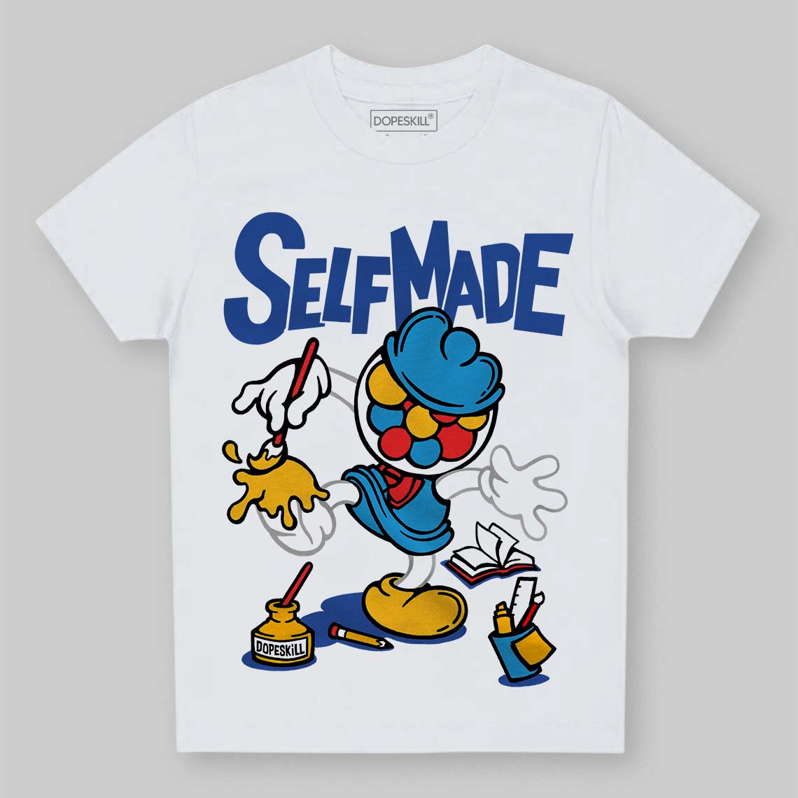 Royal Blue Sneakers DopeSkill Toddler Kids T-shirt Self Made Graphic Streetwear - White