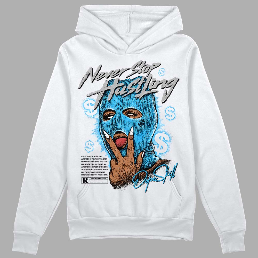 Jordan 2 Low "University Blue" DopeSkill Hoodie Sweatshirt Never Stop Hustling Graphic Streetwear - White 