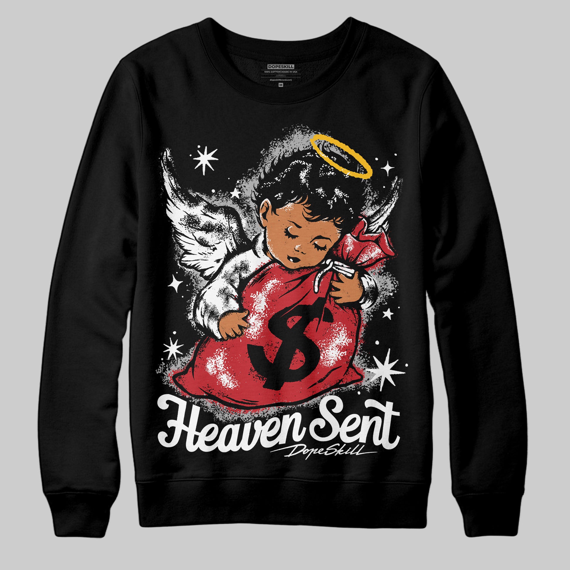 Jordan 11 “Bred Velvet” DopeSkill Sweatshirt Heaven Sent Graphic Streetwear - Black