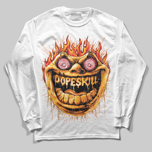 Orange, Black and White Sneakers DopeSkill Long Sleeve T-Shirt Hellfire Graphic Streetwear - White