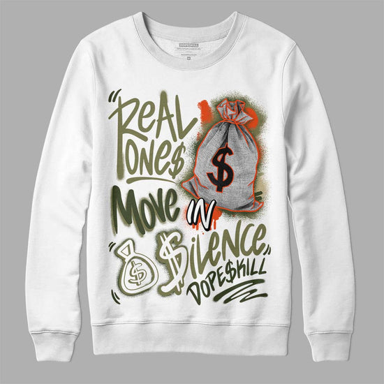 Olive Sneakers DopeSkill Sweatshirt Real Ones Move In Silence Graphic Streetwear - White