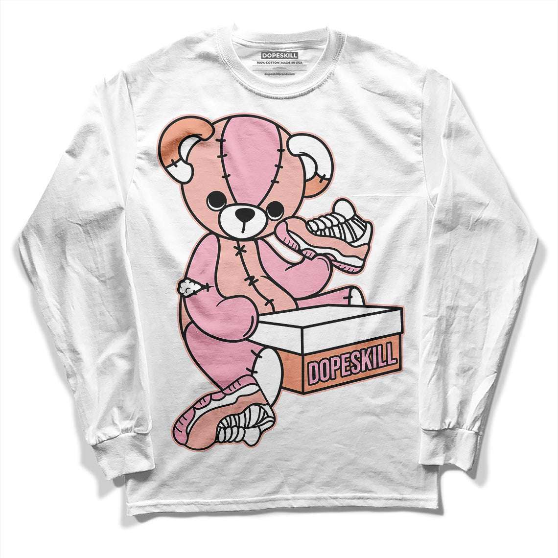 Jordan 11 Low “Legend Pink” DopeSkill Long Sleeve T-Shirt Sneakerhead BEAR Graphic Streetwear - White