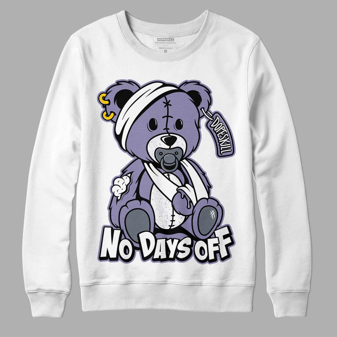 Jordan 5 Retro Low Indigo Haze DopeSkill Sweatshirt Hurt Bear Graphic Streetwear - White