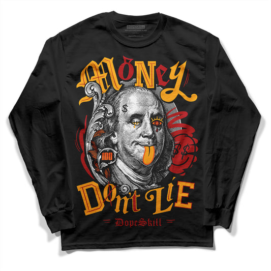 Jordan 7 Citrus DopeSkill Long Sleeve T-Shirt Money Don't Lie Graphic Streetwear - Black