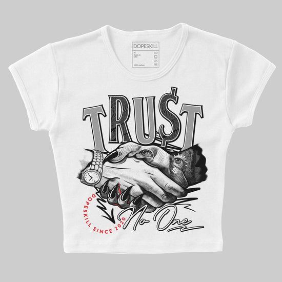 Jordan 1 High 85 Black White DopeSkill Women's Crop Top Trust No One Graphic Streetwear - White