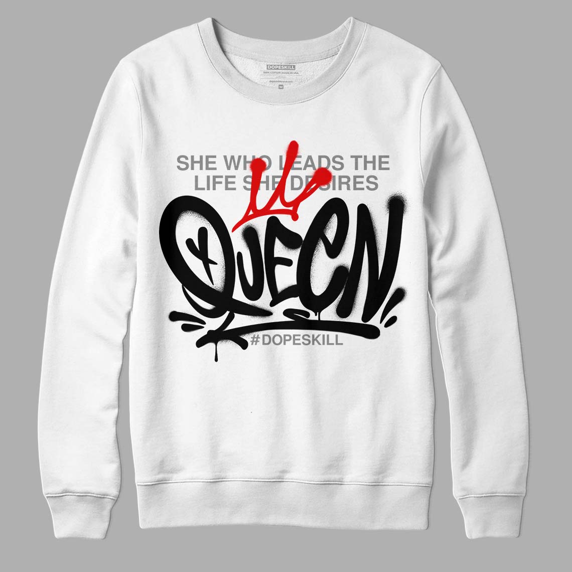 Jordan 2 Retro "Black Cement" DopeSkill Sweatshirt Queen Graphic Streetwear - White 