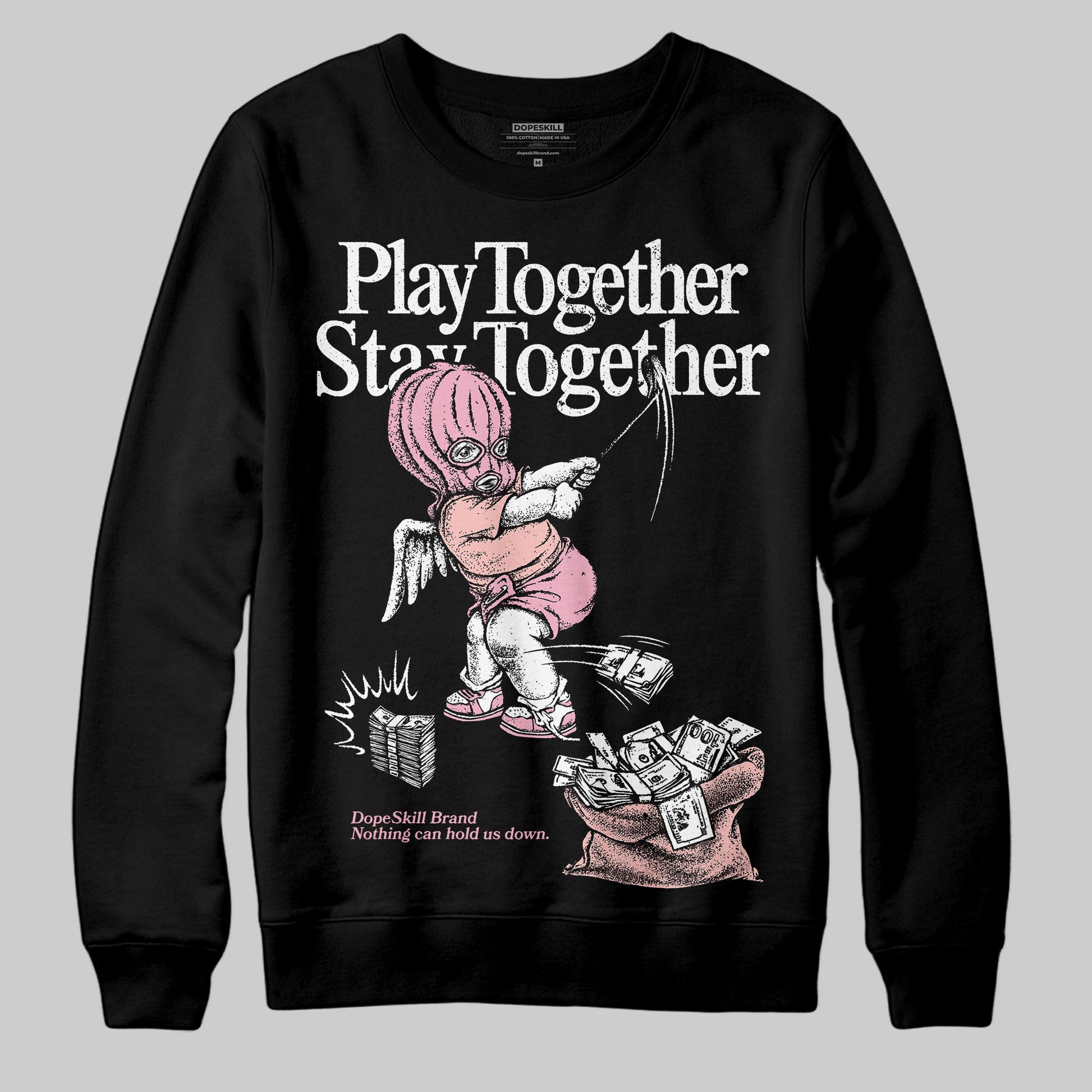 AMIRI White & Pink Stars Court Sneakers DopeSkill Sweatshirt Play together, Stay together Graphic Streetwear - Black