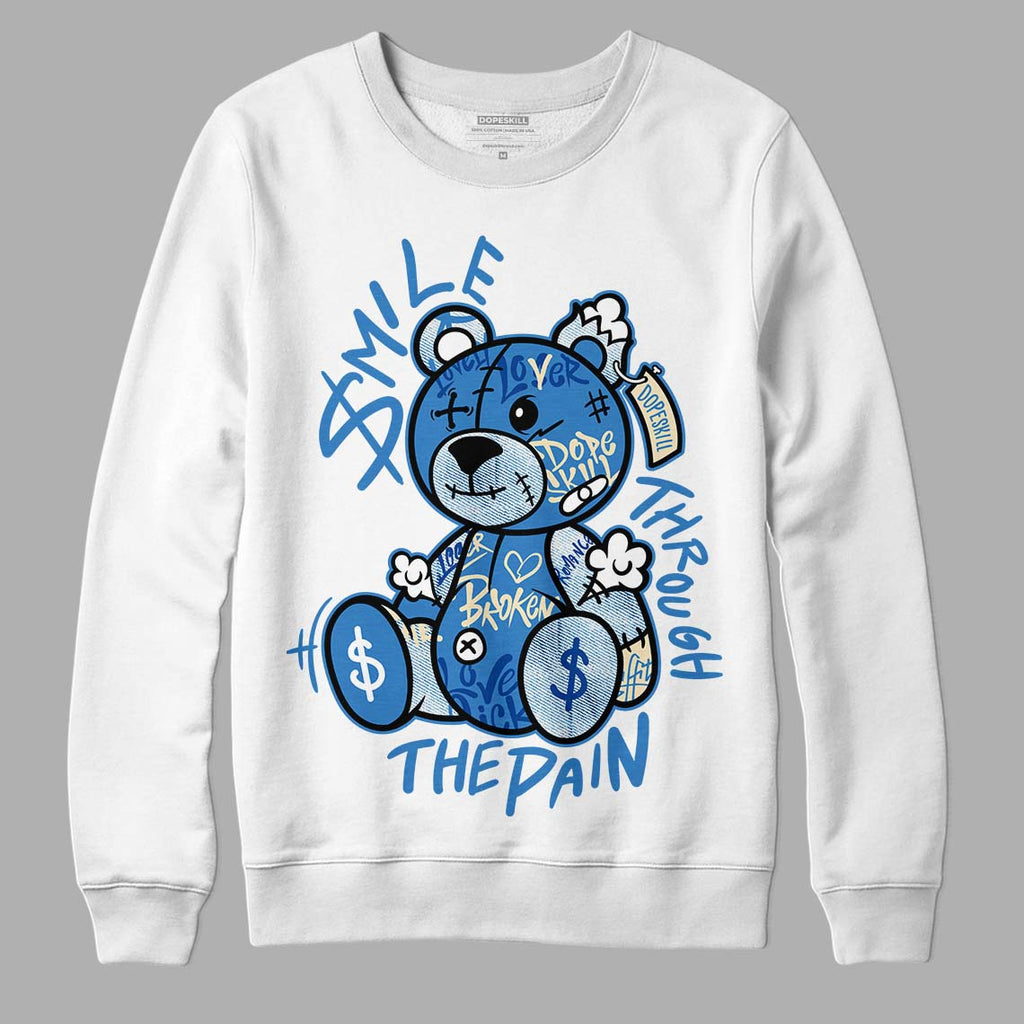 Jordan 6 Acid Wash Denim DopeSkill Sweatshirt Smile Through The Pain Graphic Streetwear