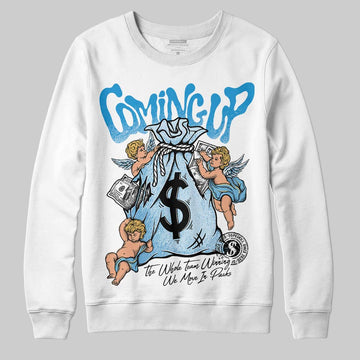 Jordan 4 Denim “Worn Blue” DopeSkill Sweatshirt Money Bag Coming Up Graphic Streetwear - White