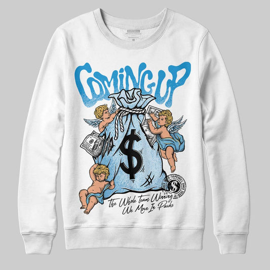 Jordan 4 Denim “Worn Blue” DopeSkill Sweatshirt Money Bag Coming Up Graphic Streetwear - White