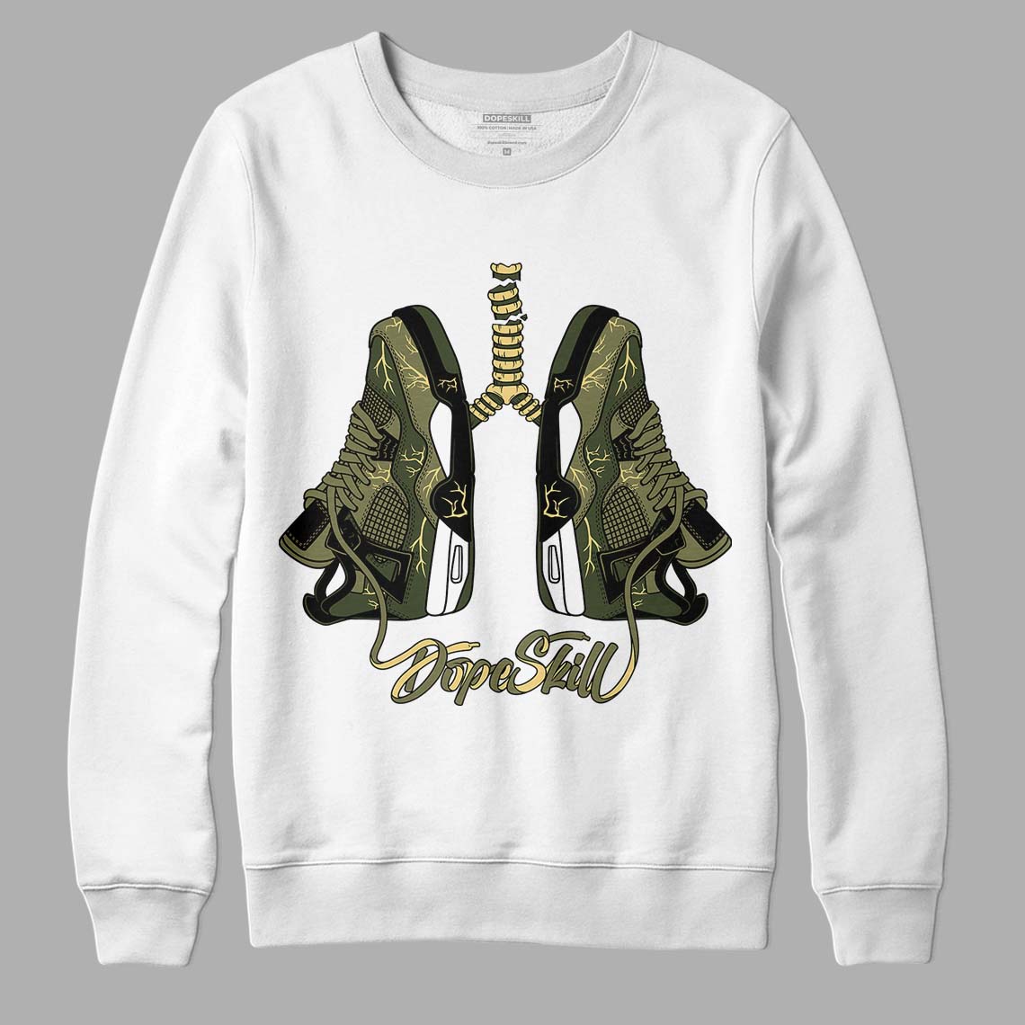 Jordan 4 Retro SE Craft Medium Olive DopeSkill Sweatshirt Breathe Graphic Streetwear - White