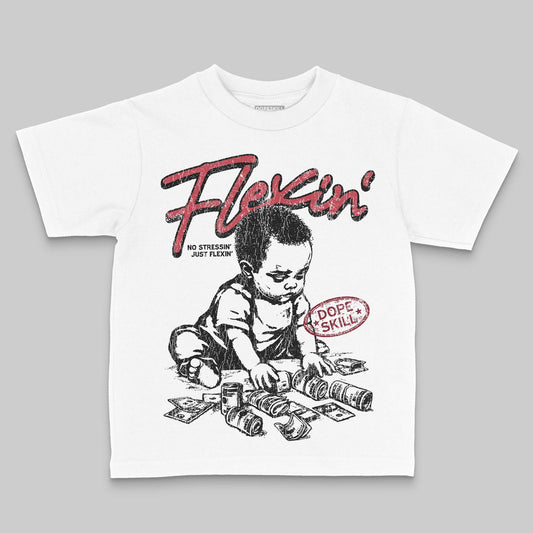 Jordan 4 “Sierra Red" DopeSkill Toddler Kids T-shirt Flexin' Graphic Streetwear - White