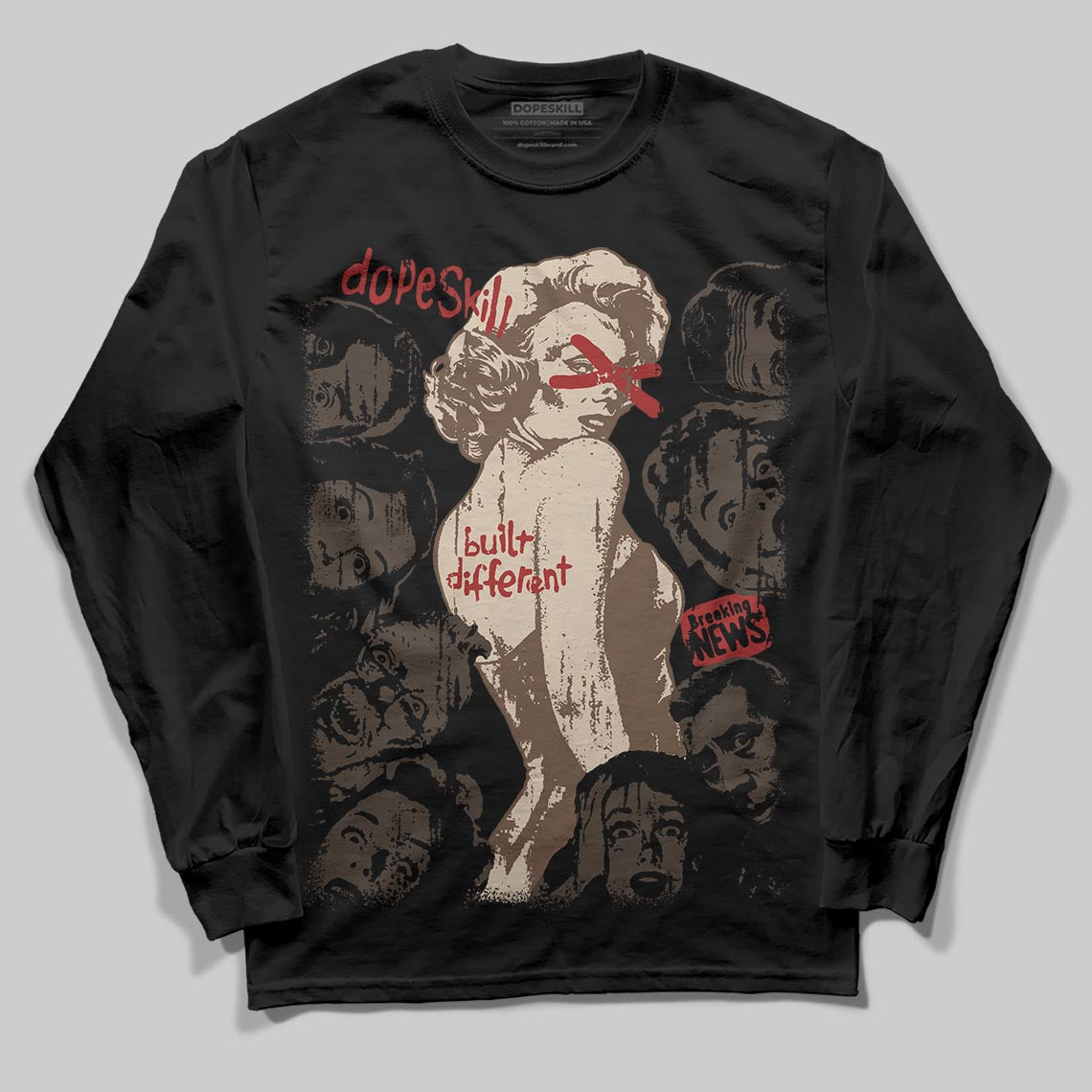 A Ma Maniére x Air Jordan 4 “Dark Mocha” DopeSkill Long Sleeve T-Shirt Built Different Graphic Streetwear - Black
