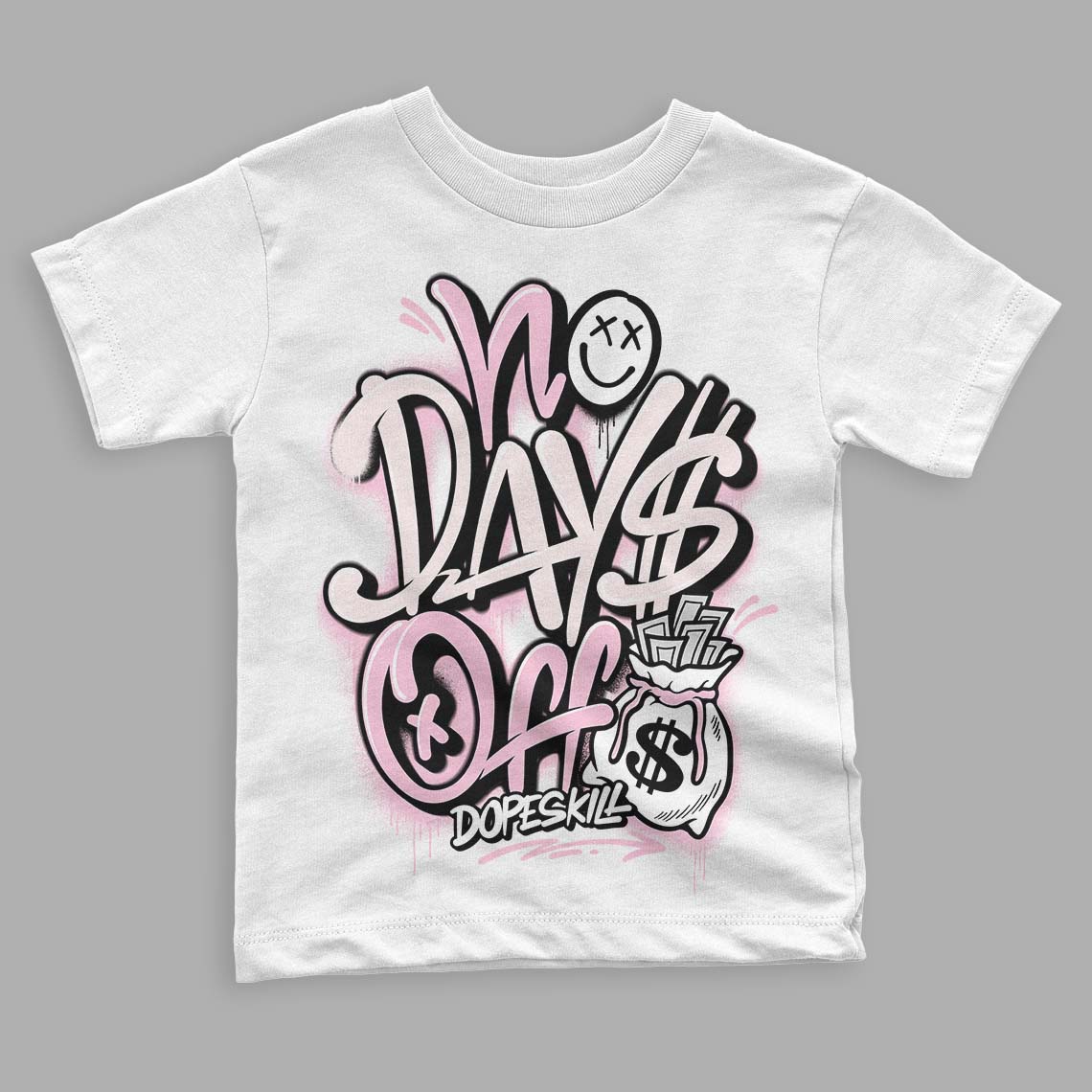 Dunk Low LX Pink Foam DopeSkill Toddler Kids T-shirt No Days Off Graphic Streetwear - White