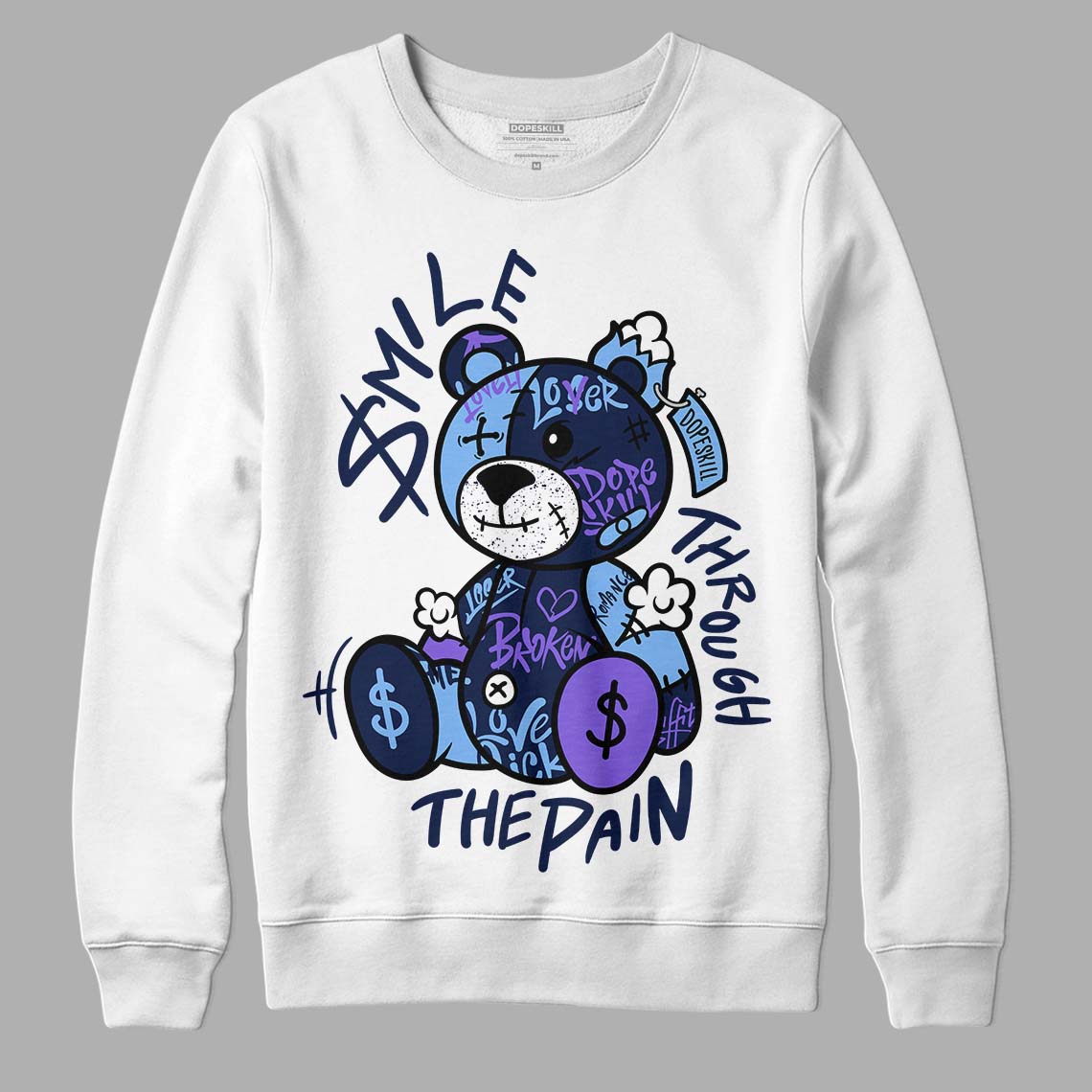 Jordan 5 SE “Georgetown” DopeSkill Sweatshirt Smile Through The Pain Graphic Streetwear