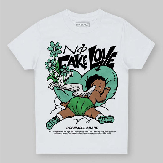 Jordan 1 High OG Green Glow DopeSkill Toddler Kids T-shirt No Fake Love Graphic Streetwear - White 