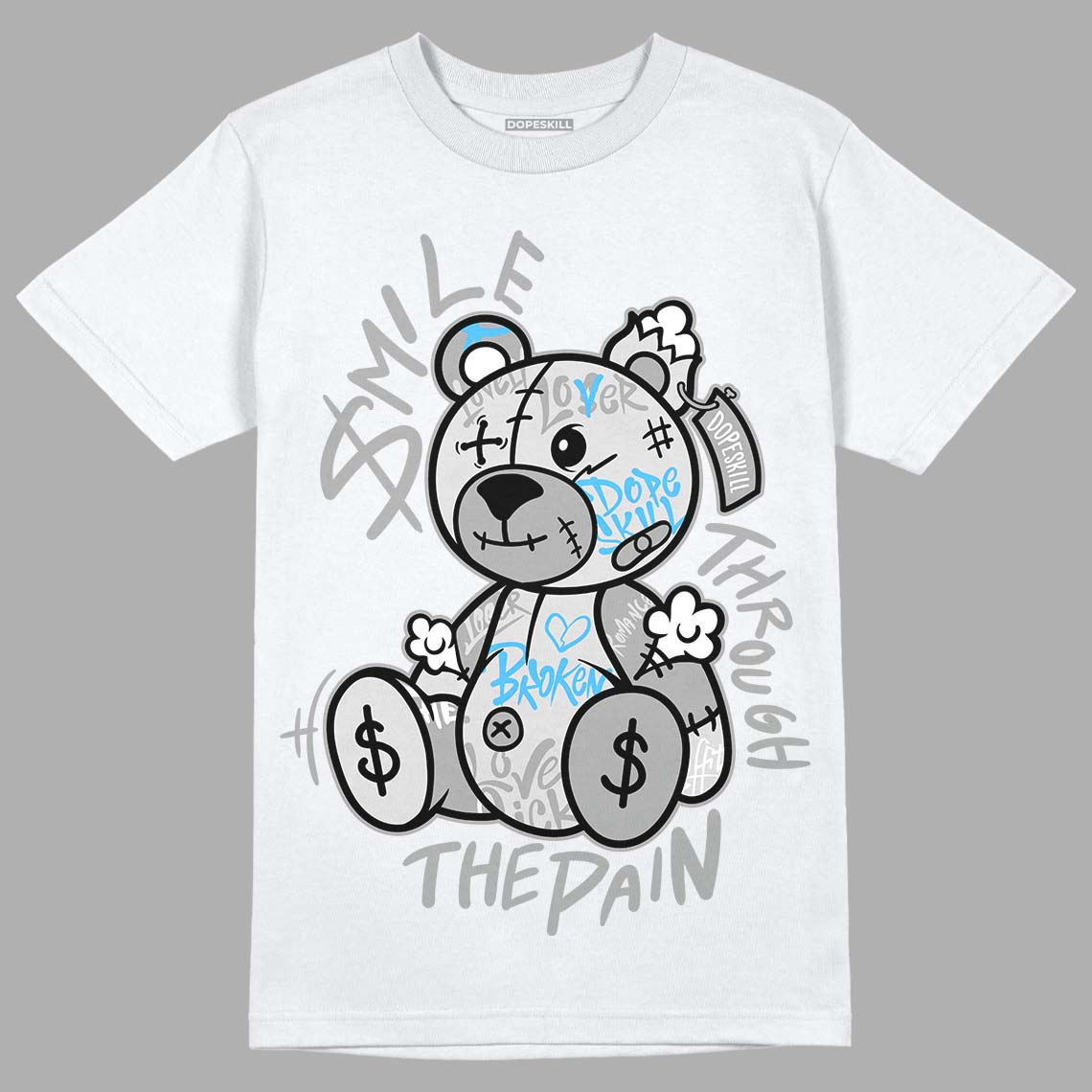 Dunk Low ‘Pure Platinum’ DopeSkill T-Shirt Smile Through The Pain Graphic Streetwear - White