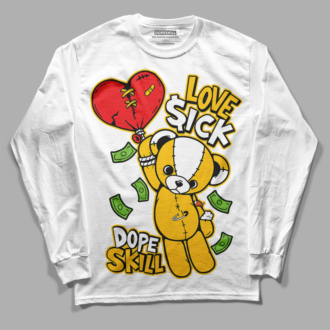 Yellow Sneakers DopeSkill Long Sleeve T-Shirt Love Sick Graphic Streetwear - White