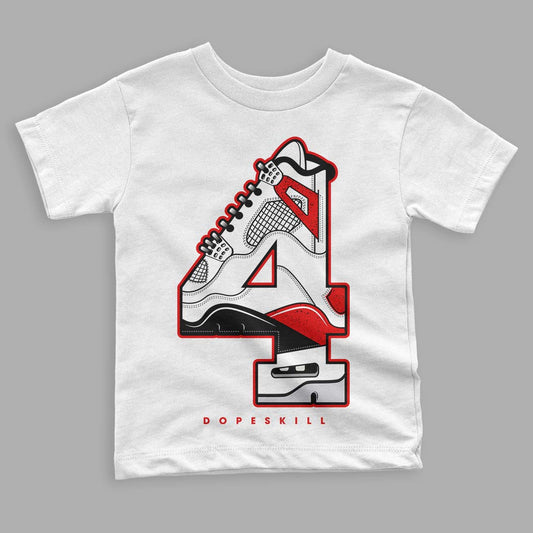 Jordan 4 Retro Red Cement DopeSkill Toddler Kids T-shirt No.4 Graphic Streetwear - White