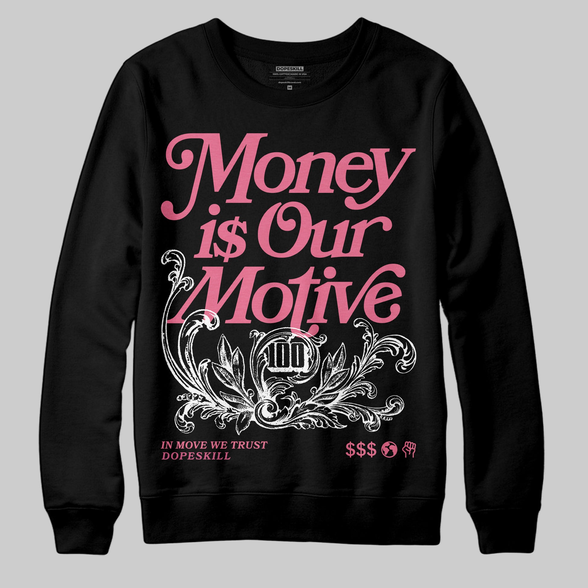 Diesel Pink S - Serendipity Pro-X1 Trainers DopeSkill Sweatshirt Money Is Our Motive Typo Graphic Streetwear - Black