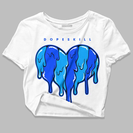 Royal Blue Sneakers  DopeSkill Women's Crop Top Slime Drip Heart Graphic Streetwear - White 