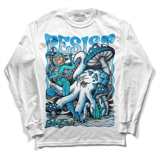 Jordan 4 Retro Military Blue DopeSkill Long Sleeve T-Shirt Resist Graphic Streetwear - White