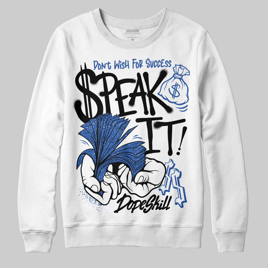 Awake NY x Jordan 5 Retro 'Black Racer Blue' DopeSkill Sweatshirt Speak It Graphic Streetwear - White
