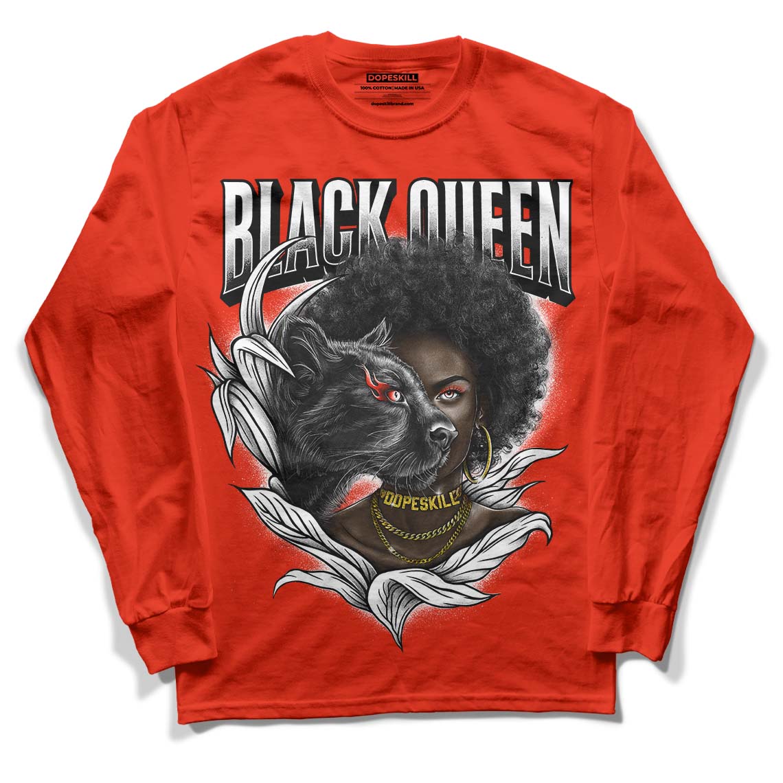 Yeezy Foam Runner Red Dopeskill Vermillion Red Long Sleeve T-Shirt New Black Queen Graphic Streetwear