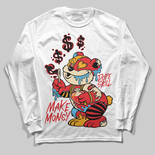 Red Sneakers DopeSkill Long Sleeve T-Shirt Make Money Graphic Streetwear - White 