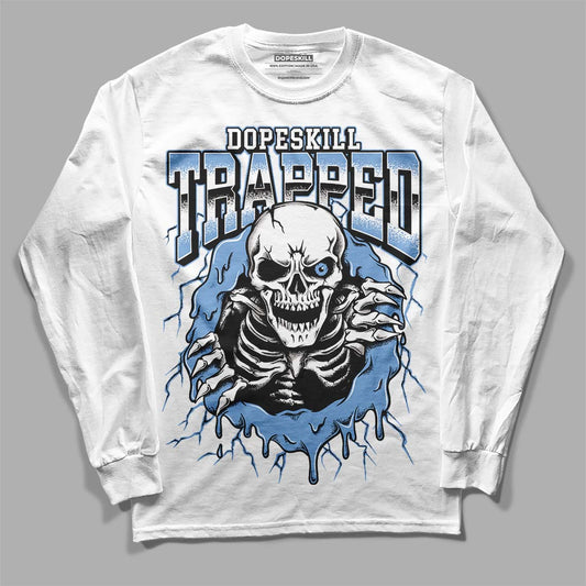 Jordan 5 Retro University Blue DopeSkill Long Sleeve T-Shirt Trapped Halloween Graphic Streetwear - White 