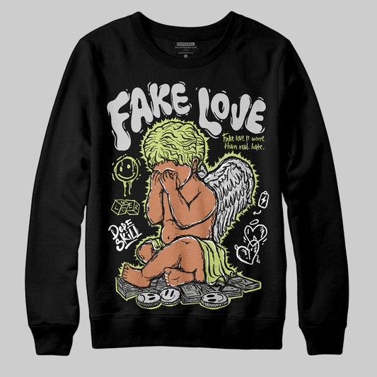 Jordan 4 GS “Light Lemon Twist” DopeSkill Sweatshirt False Love Graphic Streetwear - Black