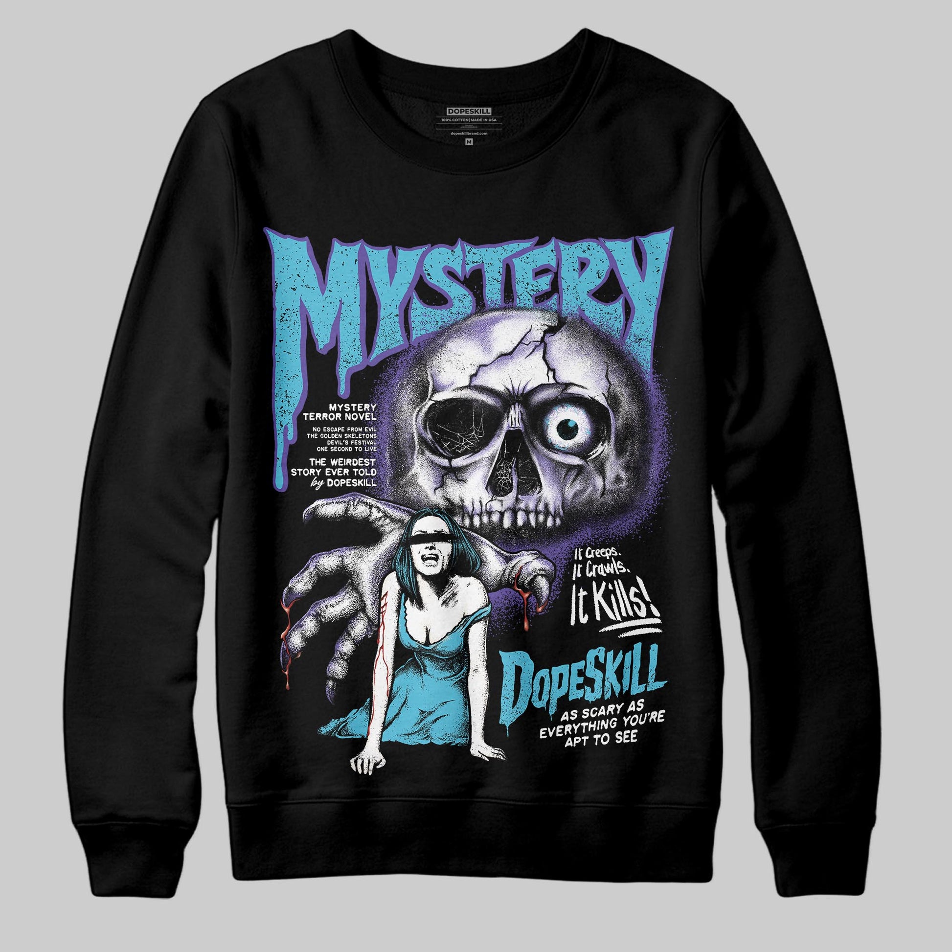 Jordan 8 Retro 'Aqua' 2025 DopeSkill Sweatshirt Mystery Ghostly Grasp Graphic Streetwear - Black