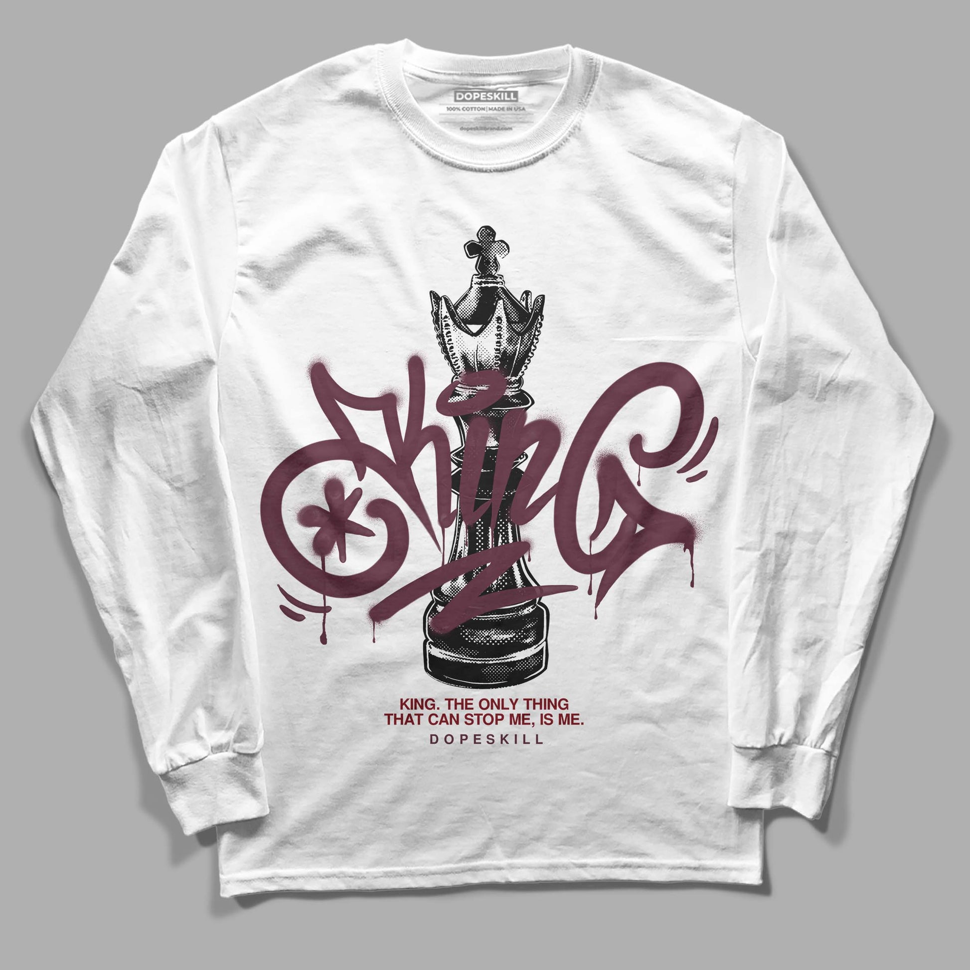 Jordan 5 Retro Burgundy (2023) DopeSkill Long Sleeve T-Shirt King Chess Graphic Streetwear - White