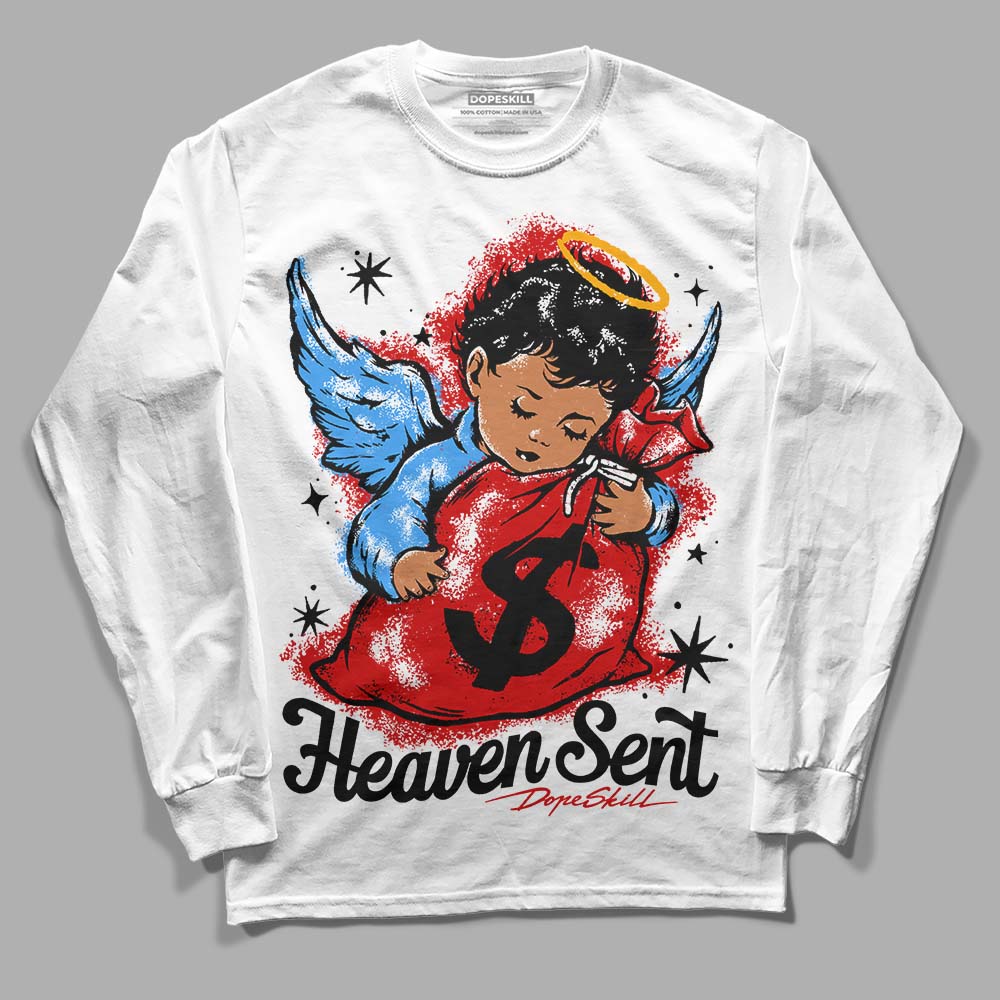 Jordan 1 Retro Low "Black Toe" DopeSkill Long Sleeve T-Shirt Heaven Sent Graphic Streetwear - White