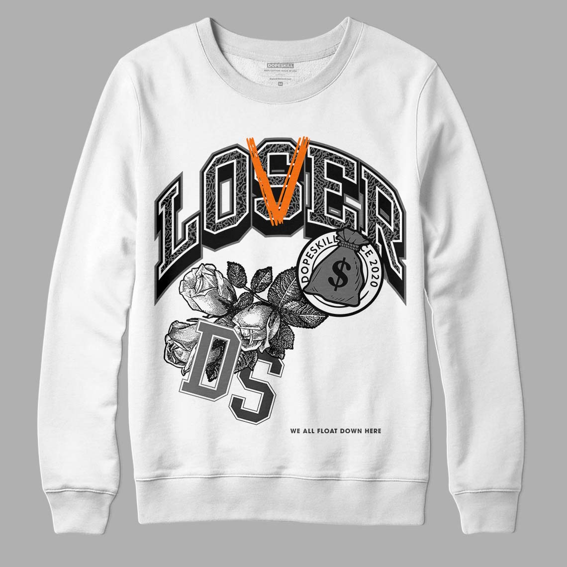 Jordan 3 Retro 'Fear Pack' DopeSkill Sweatshirt Loser Lover Graphic Streetwear - WHite