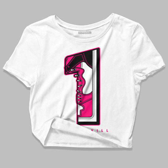 Jordan 1 Low GS “Fierce Pink” Dopeskill Women's Crop Top No.1 Graphic Streetwear - White