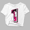 Jordan 1 Low GS “Fierce Pink” Dopeskill Women's Crop Top No.1 Graphic Streetwear - White