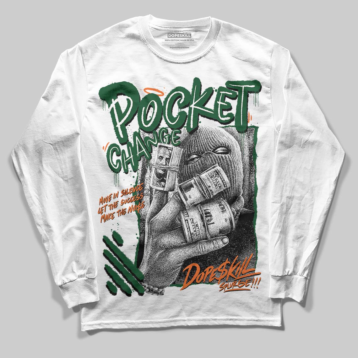 SoleFly x Air Jordan 3 “Fruits Of Our Labor” DopeSkill Long Sleeve T-Shirt Pocket Change Graphic Streetwear - White