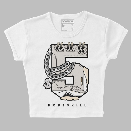 Jordan 5 SE “Sail” DopeSkill Women's Crop Top No.5 Graphic Streetwear - White