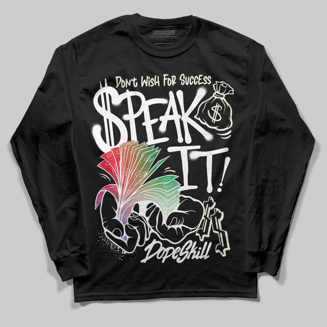 Jordan 11 Retro 285 Atlanta DopeSkill Long Sleeve T-Shirt Speak It Graphic Streetwear - Black