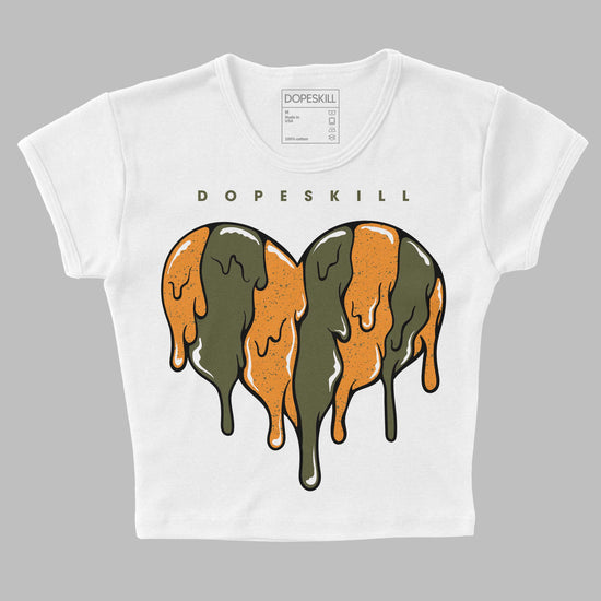 Jordan 5 "Olive" DopeSkill Women's Crop Top Slime Drip Heart Graphic Streetwear - White