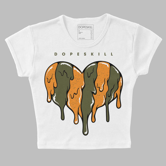 Jordan 5 "Olive" DopeSkill Women's Crop Top Slime Drip Heart Graphic Streetwear - White