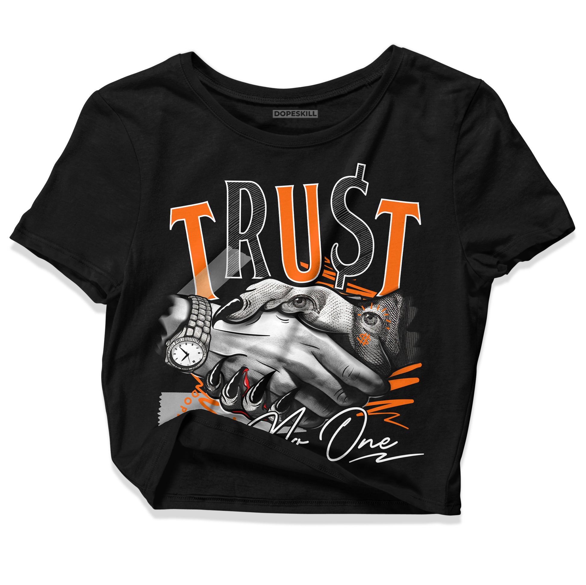 Dunk Low 'Magma Orange' DopeSkill Women's Crop Top Trust No One Graphic Streetwear - Black